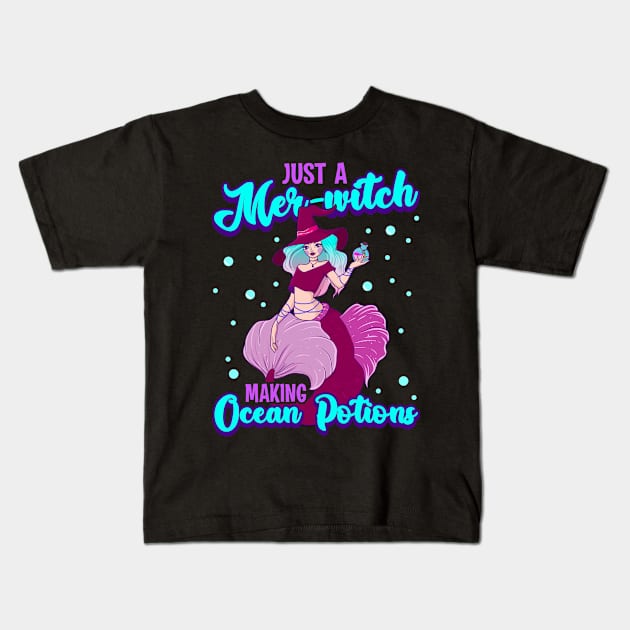 Mer-witch Halloween Witch Mermaid with Sea Potion Kids T-Shirt by creative